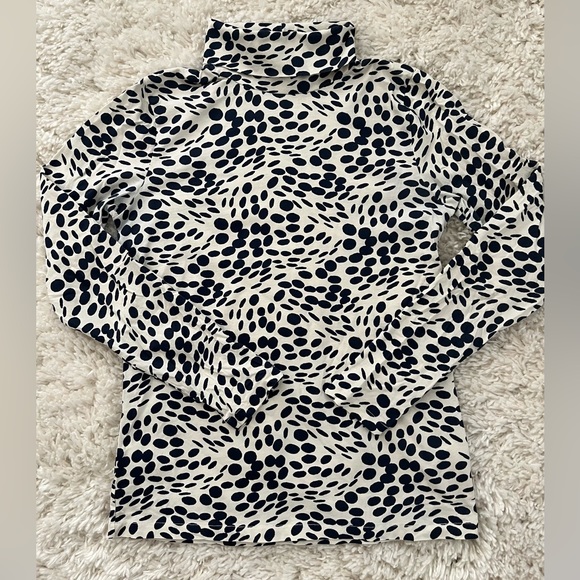 EUC J. Crew Wavy Dots Tissue Turtleneck in Navy Dalmatian. Size Medium. - Picture 1 of 5